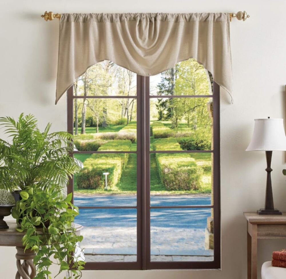 Martha Stewart Naples Chenille Solid Window Curtain Valance, Natural